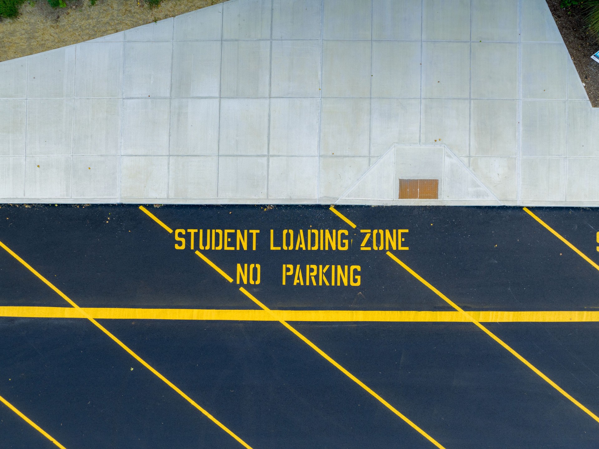 Overhead photo of Student Loading Zone at a typical K-12 school in the United States.
