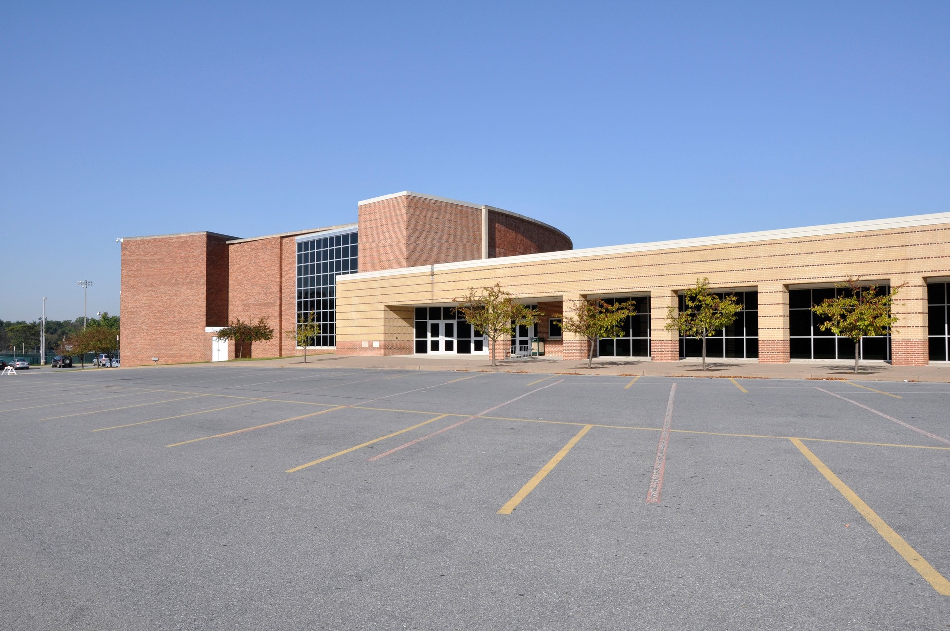large macadam parking area